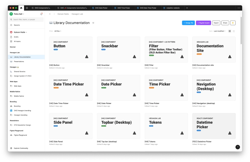 Hexagon figma team Library documentation